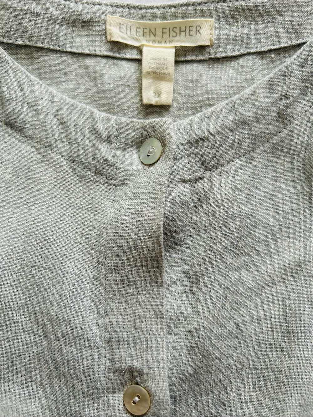 Eileen Fisher Woman Sparkle Linen Tunic Dress - Picture 2 of 11